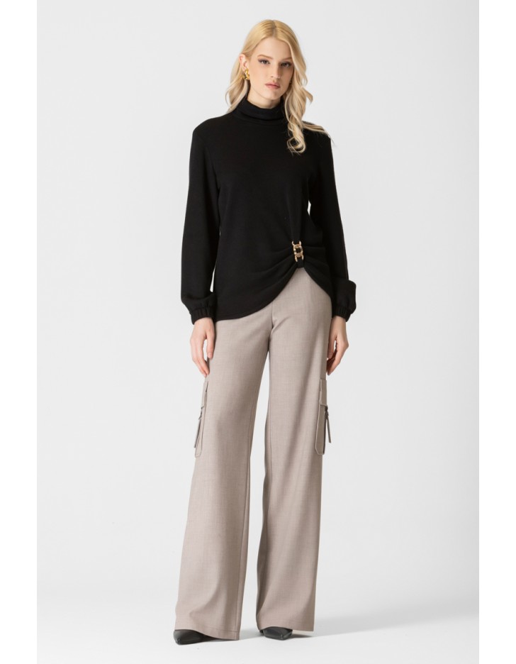 Μπλούζα πλεχτή ζιβάγκο σούρα