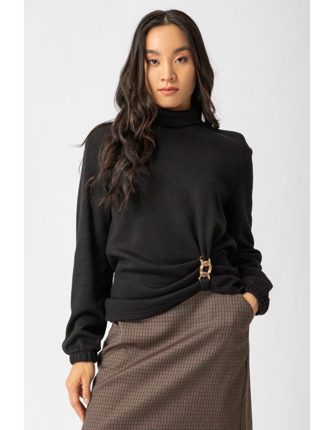 Μπλούζα πλεχτή ζιβάγκο σούρα