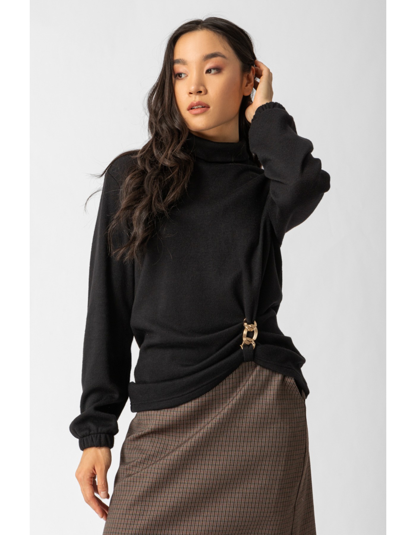 Μπλούζα πλεχτή ζιβάγκο σούρα