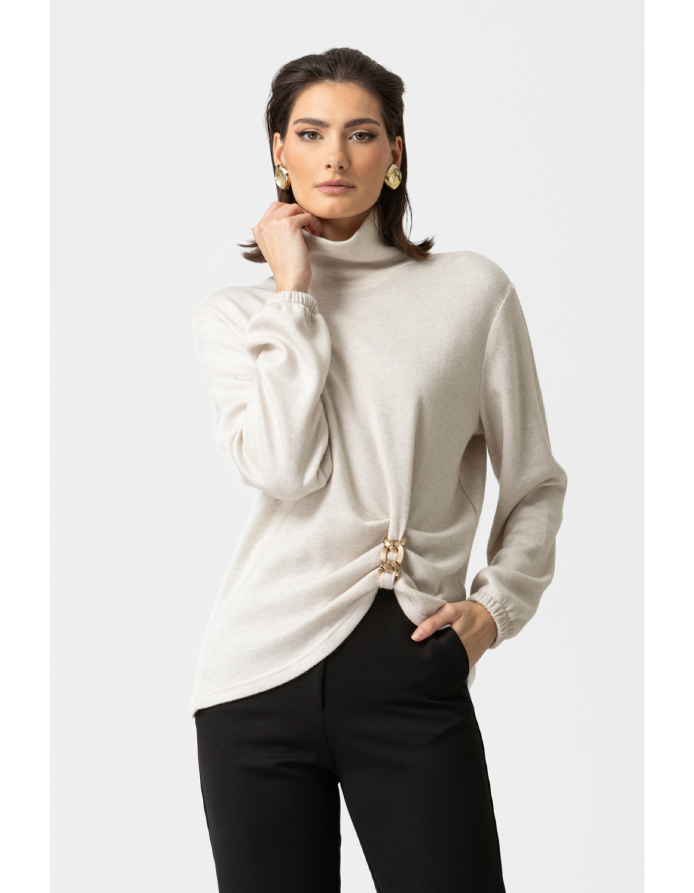 Μπλούζα πλεχτή ζιβάγκο σούρα