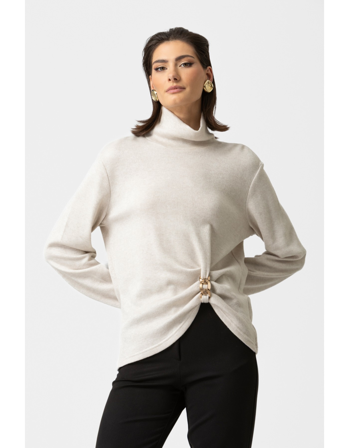 Μπλούζα πλεχτή ζιβάγκο σούρα