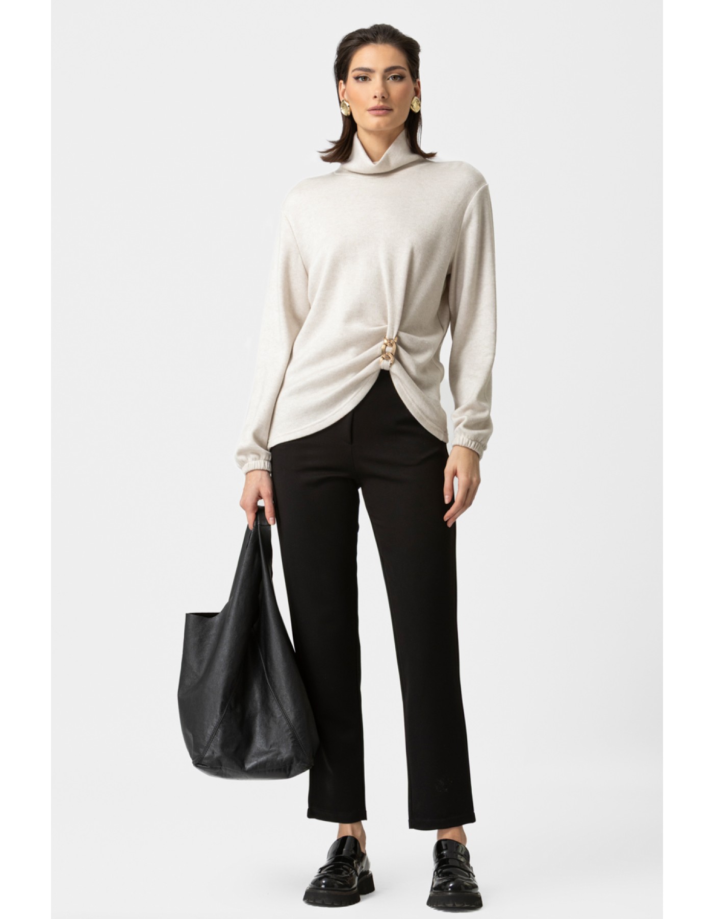 Μπλούζα πλεχτή ζιβάγκο σούρα