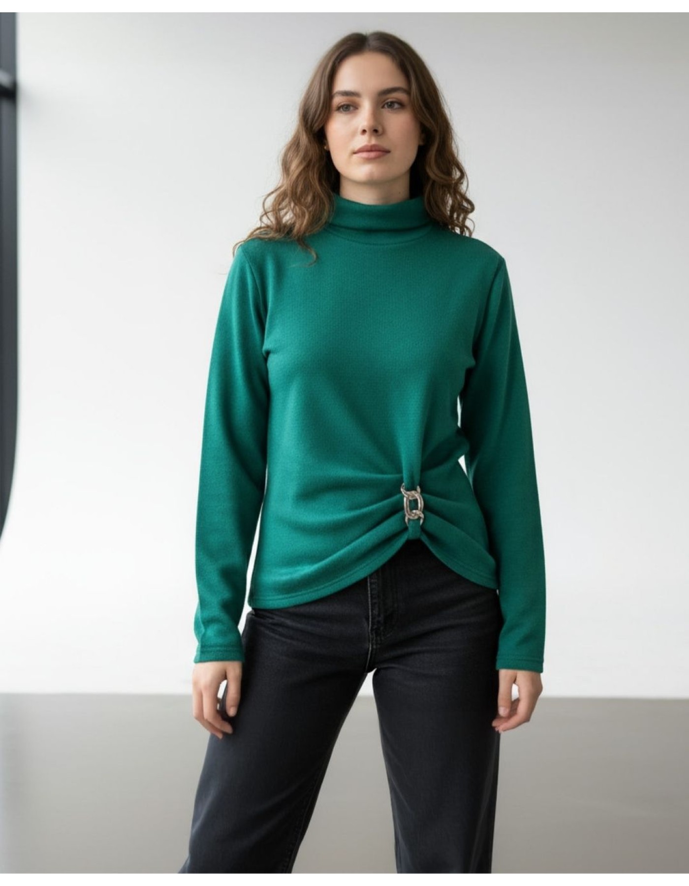 Μπλούζα πλεχτή ζιβάγκο σούρα