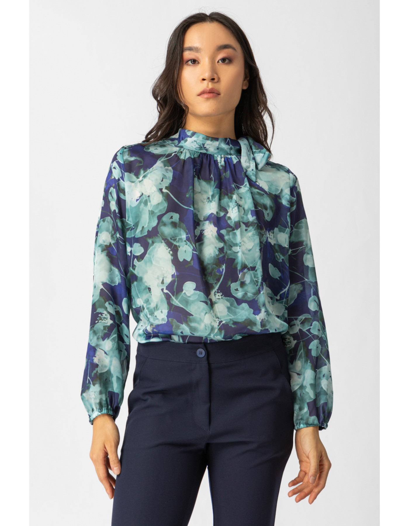 Μπλούζα εμπριμέ διαφάνεια Silky