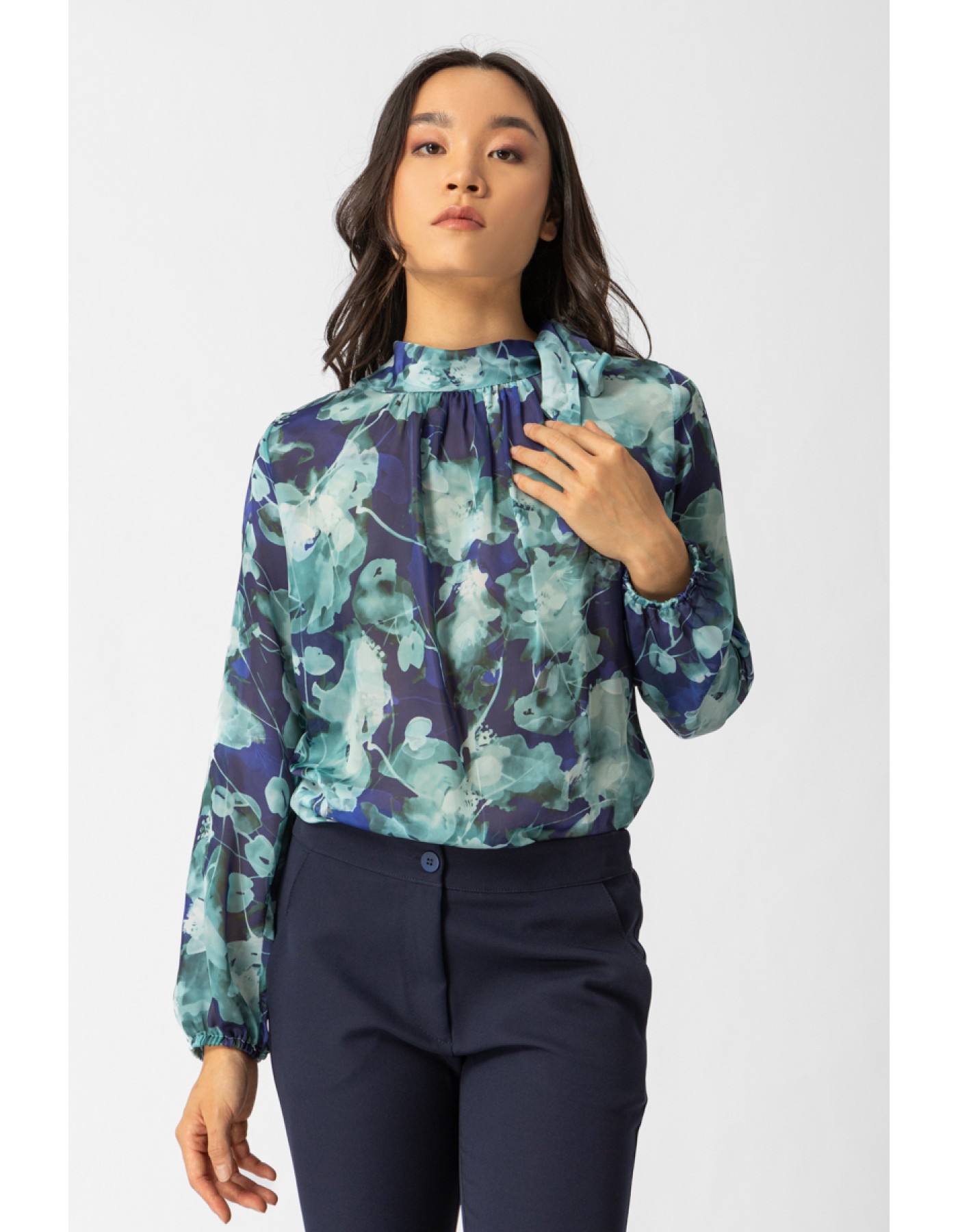 Μπλούζα εμπριμέ διαφάνεια Silky