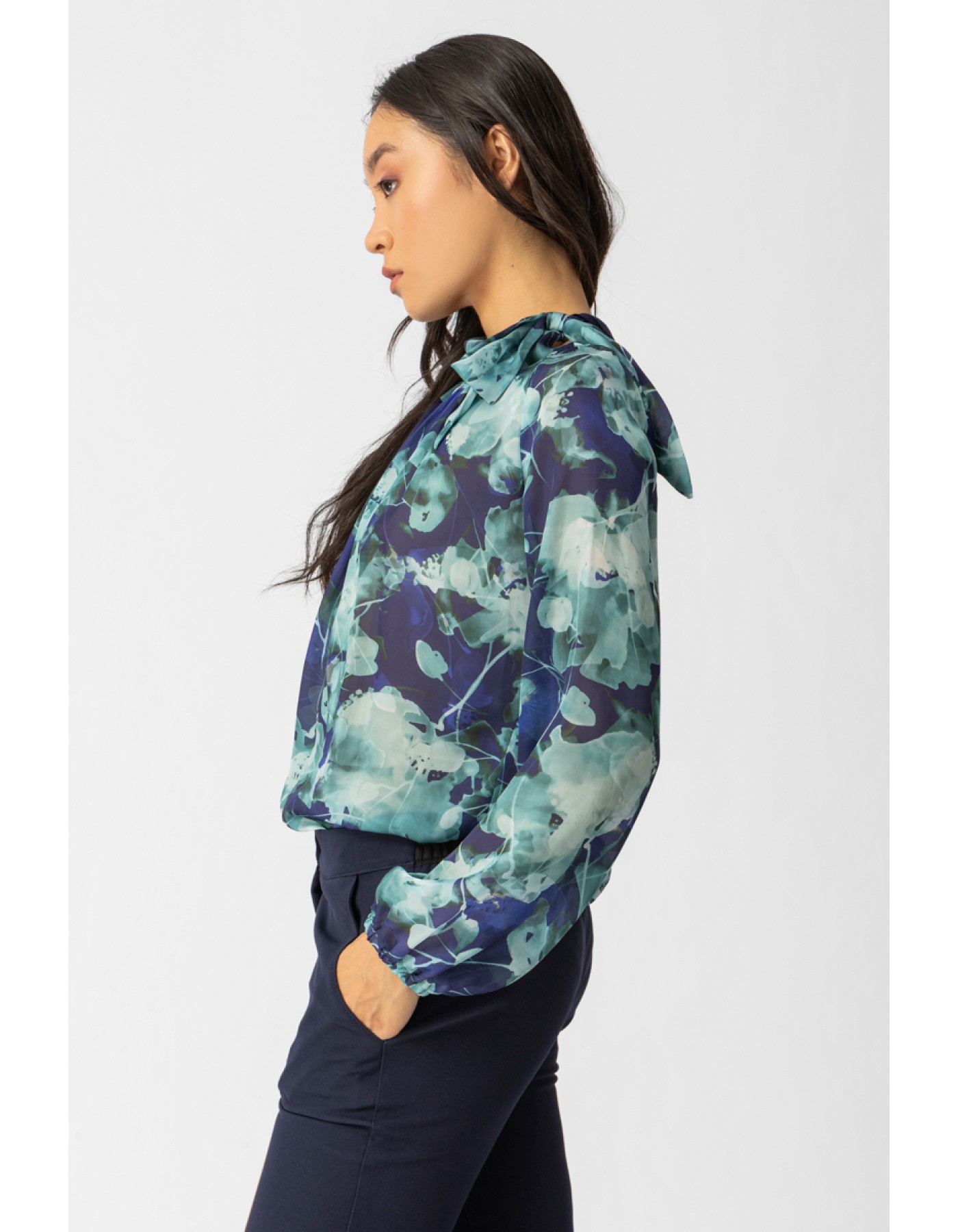 Μπλούζα εμπριμέ διαφάνεια Silky