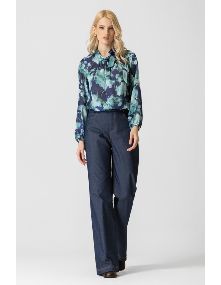 Μπλούζα εμπριμέ διαφάνεια Silky