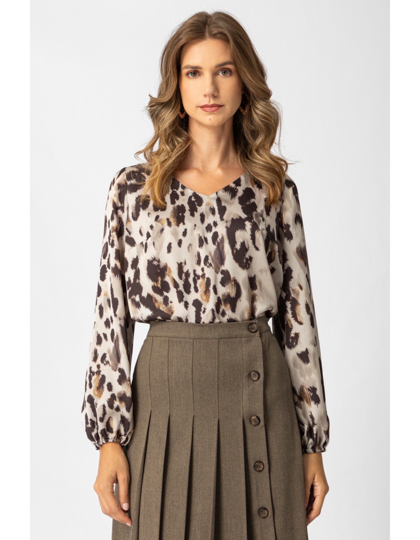 Μπλούζα σατέν εμπριμέ Leopard