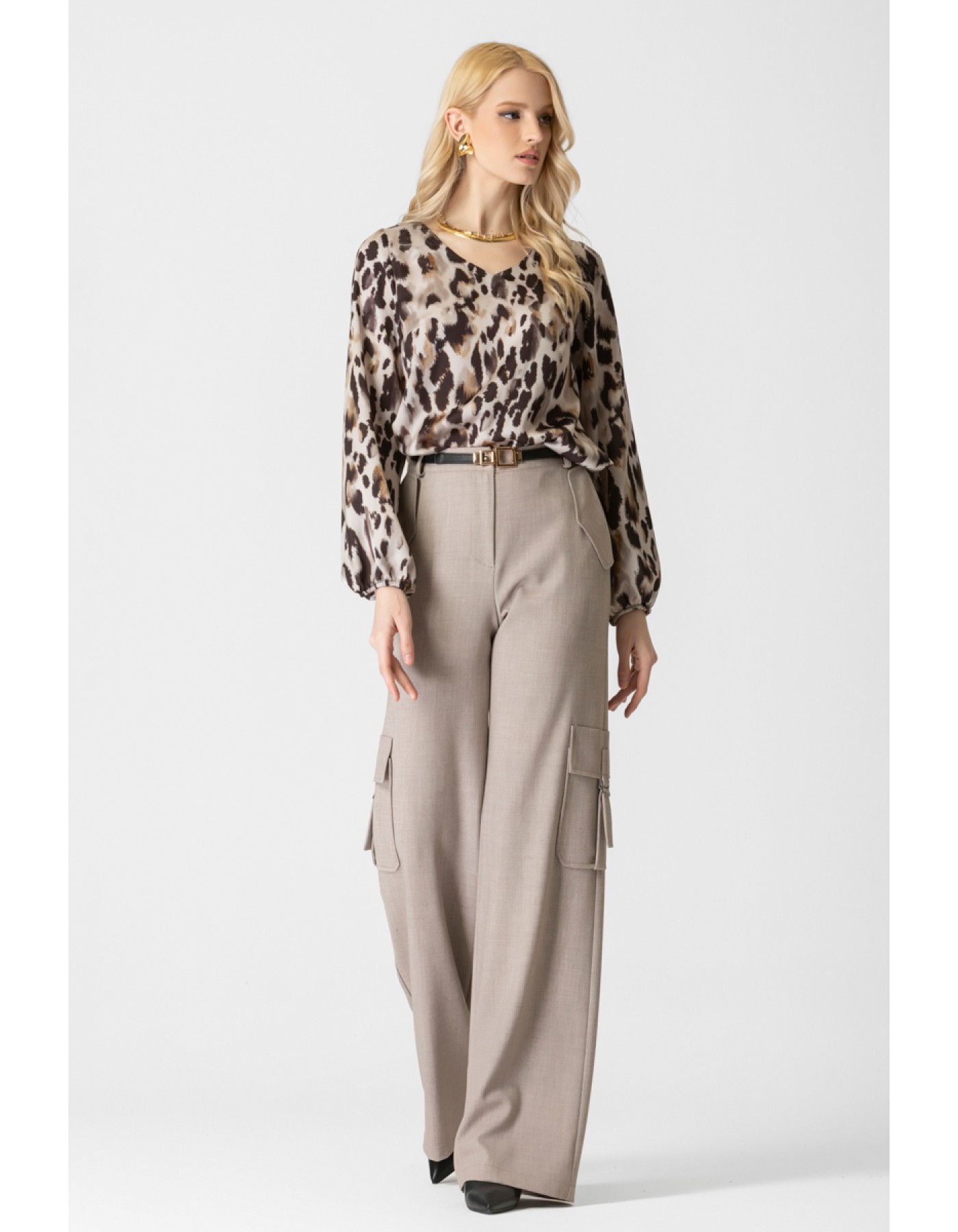 Μπλούζα σατέν εμπριμέ Leopard