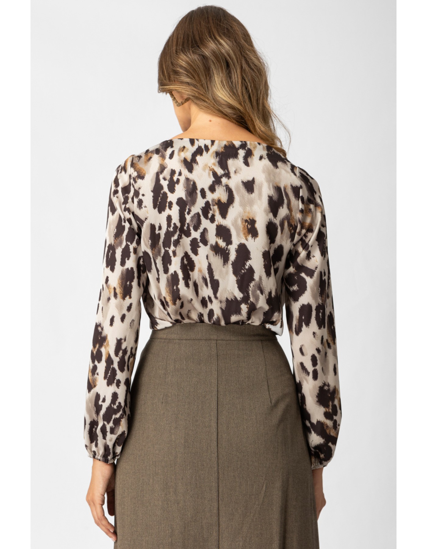 Μπλούζα σατέν εμπριμέ Leopard