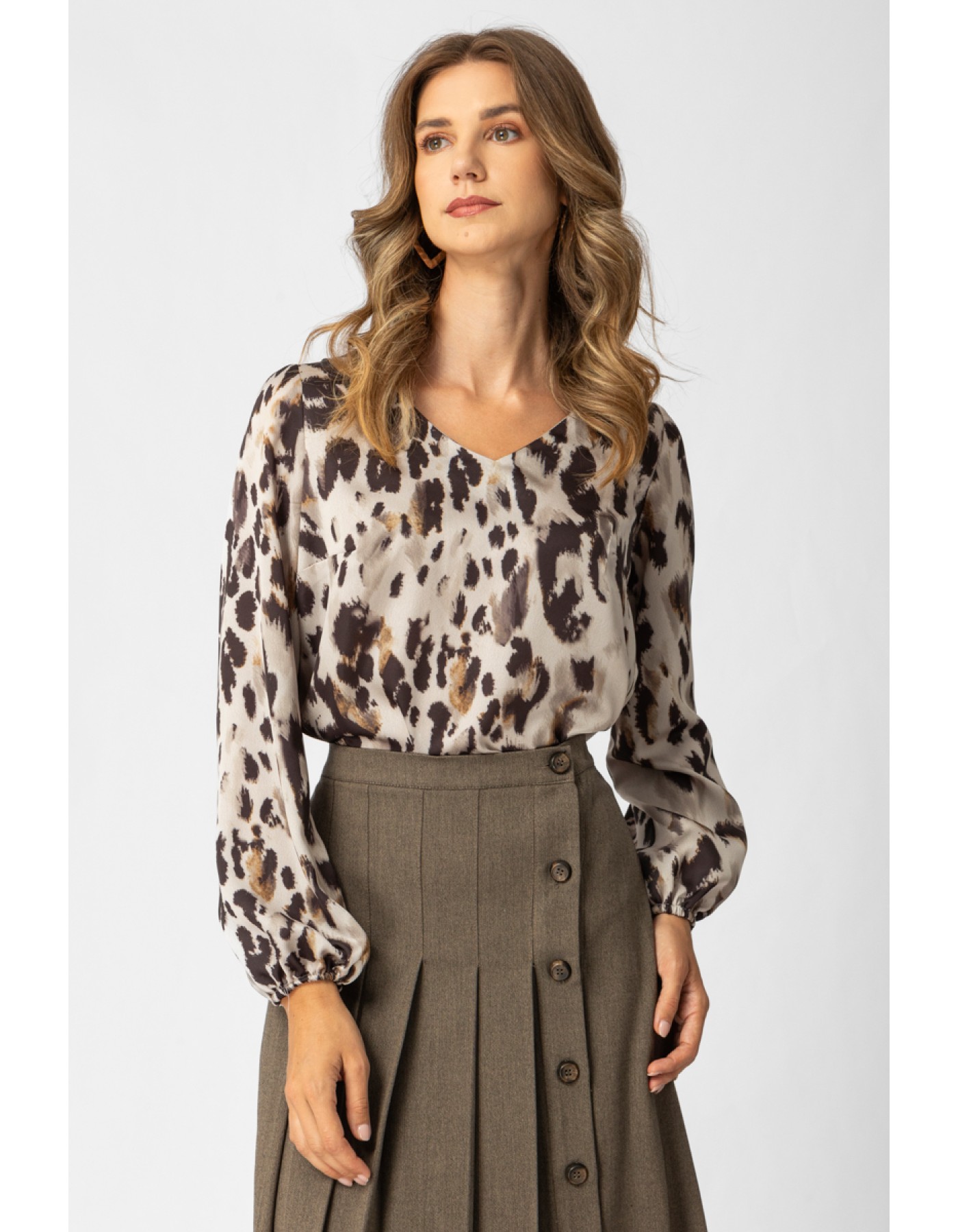 Μπλούζα σατέν εμπριμέ Leopard