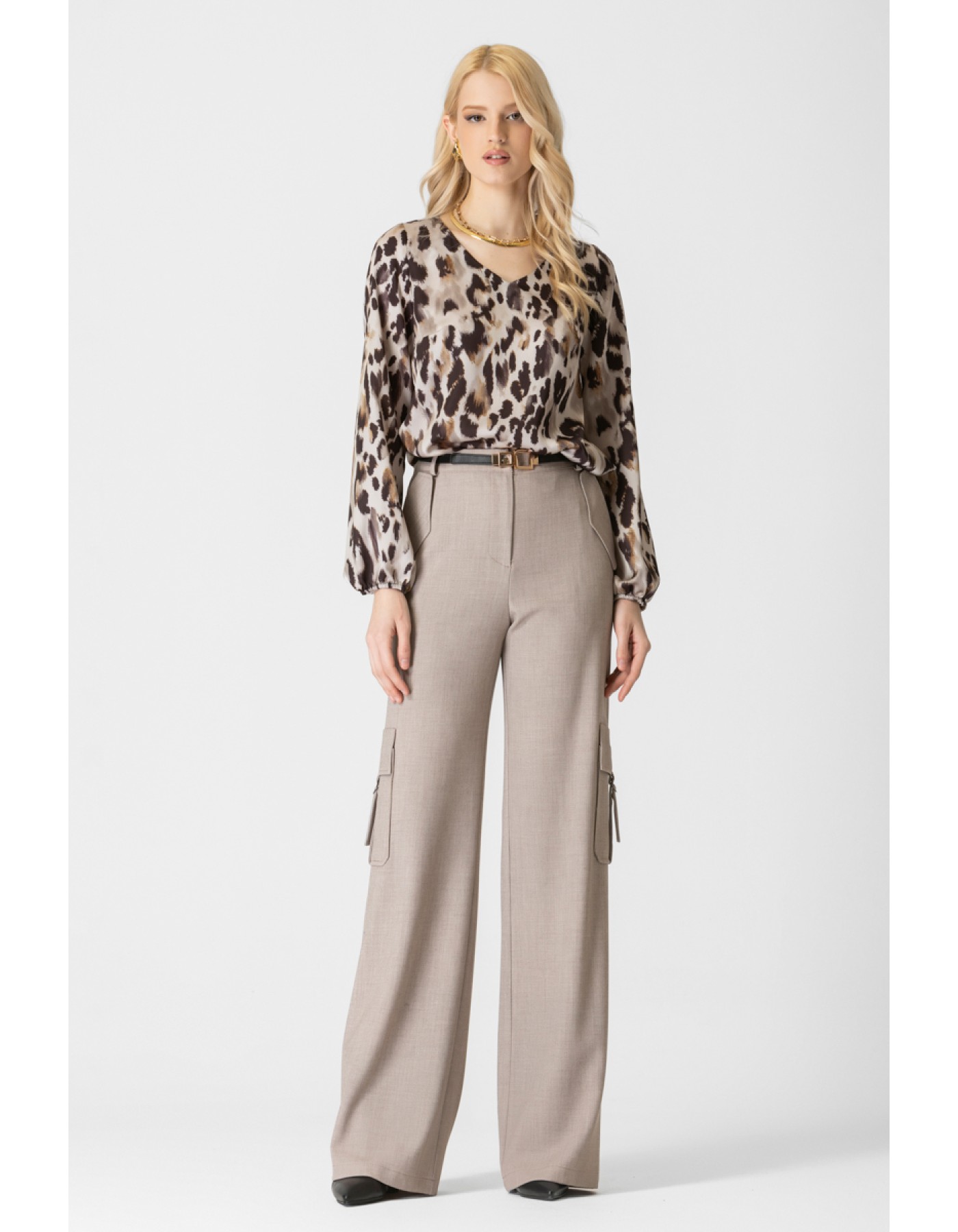 Μπλούζα σατέν εμπριμέ Leopard