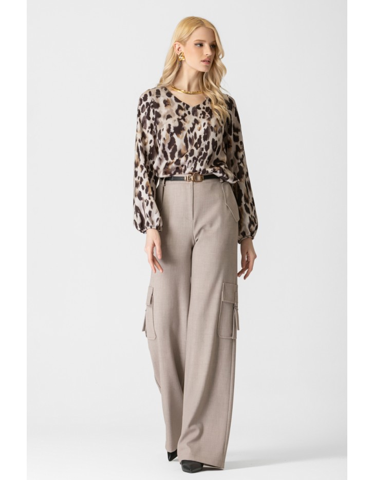 Μπλούζα σατέν εμπριμέ Leopard