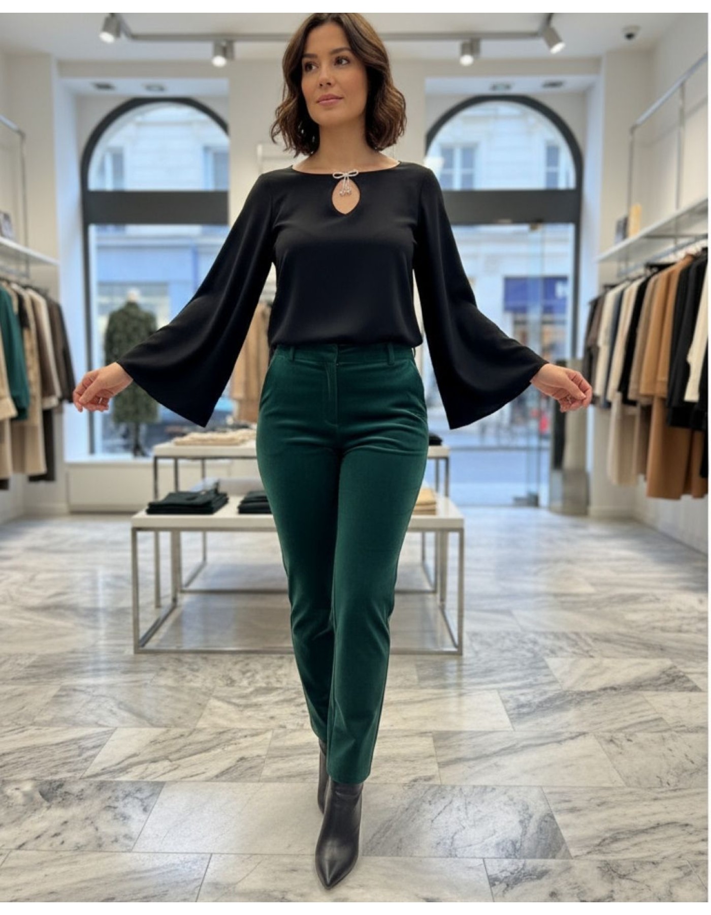 Μπλούζα κρεπ Βολάν μανίκι Attitude