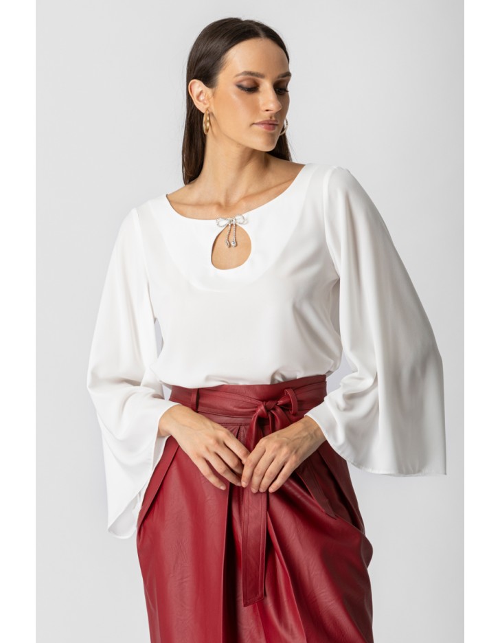 Μπλούζα κρεπ Βολάν μανίκι Attitude