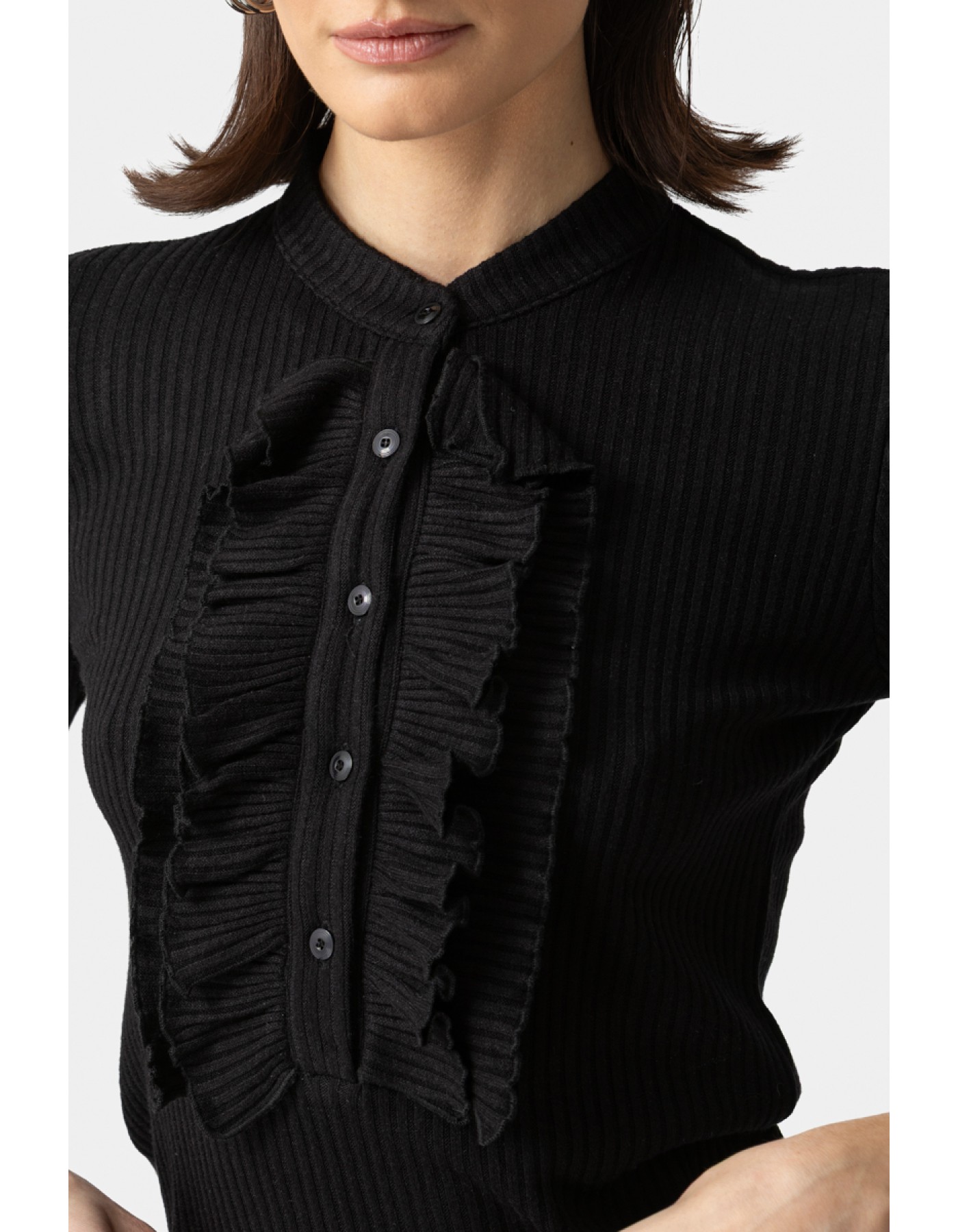 Μπλούζα Rib βολάν πέτο