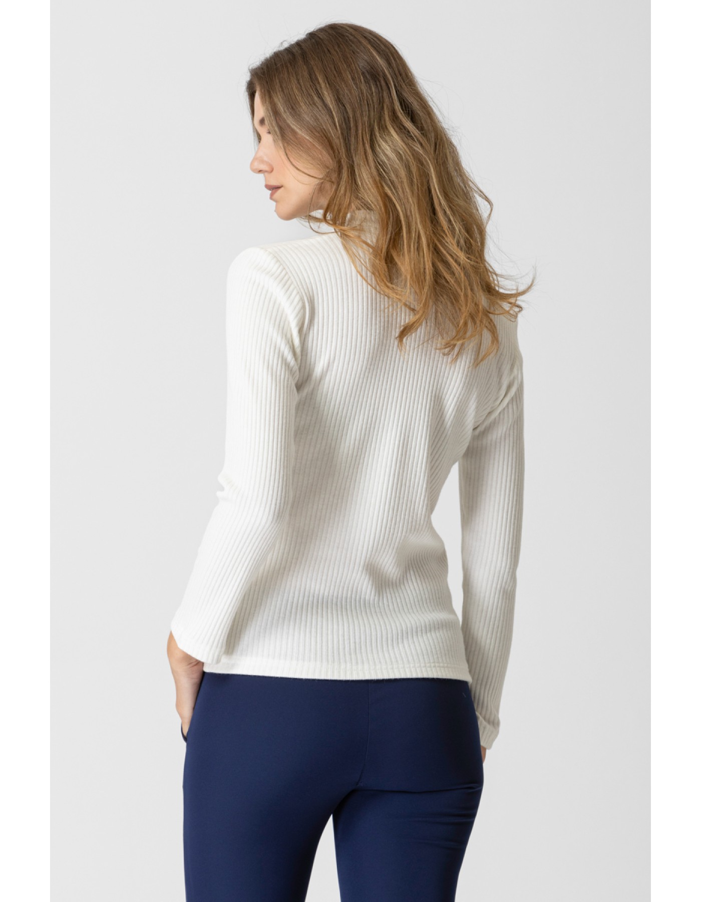 Μπλούζα Rib βολάν πέτο