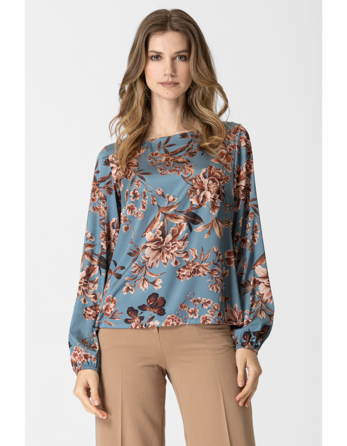 Μπλούζα εμπριμέ σατέν Jody