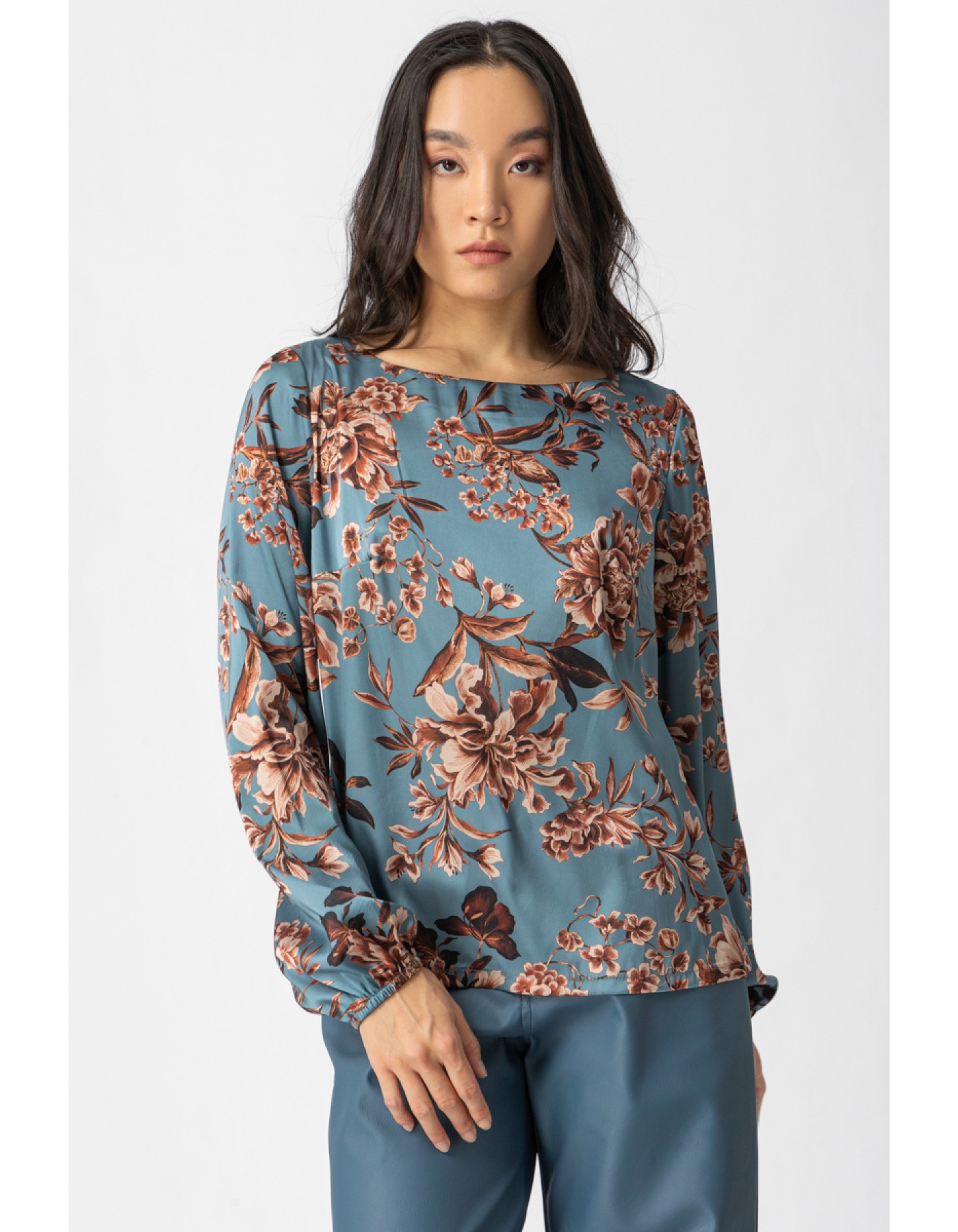 Μπλούζα εμπριμέ σατέν Jody