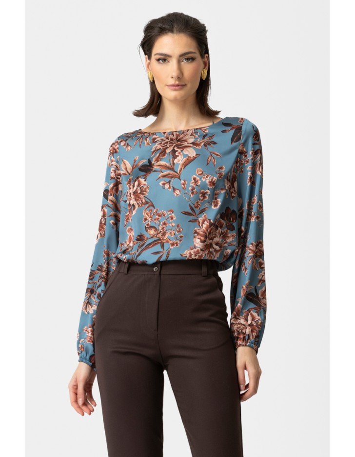 Μπλούζα εμπριμέ σατέν Jody