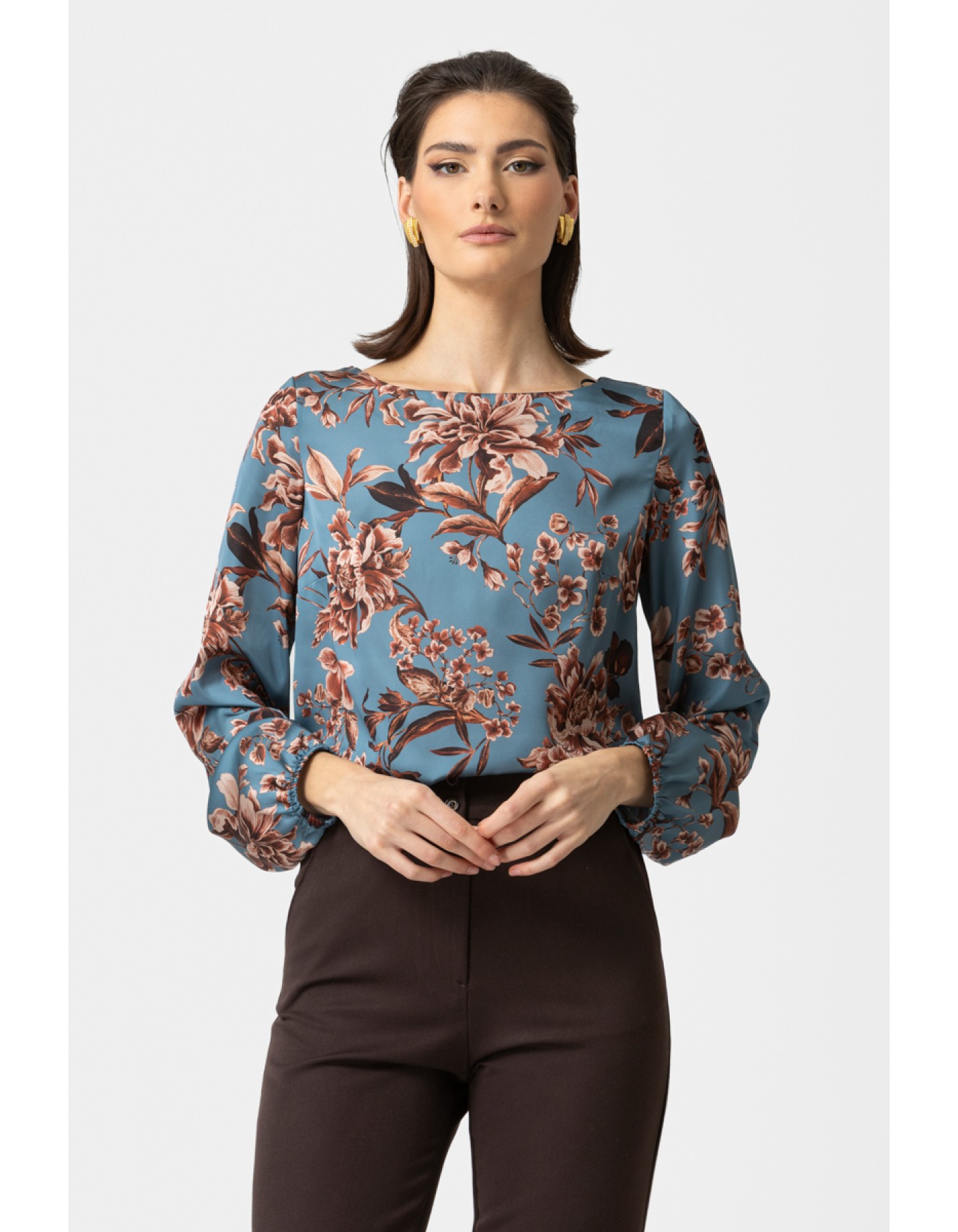 Μπλούζα εμπριμέ σατέν Jody