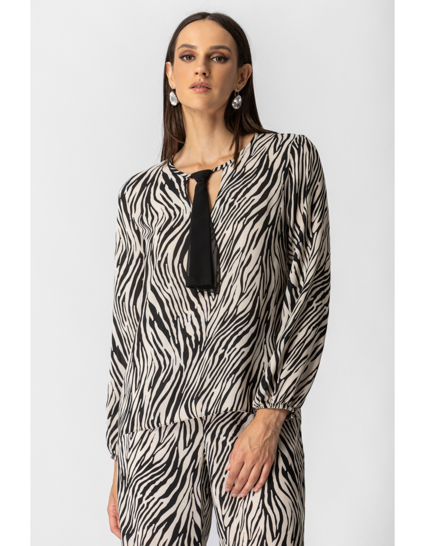 Μπλούζα διαφάνεια ζέβρα φουλάρι Μπλούζα διαφάνεια ζέβρα φουλάρι