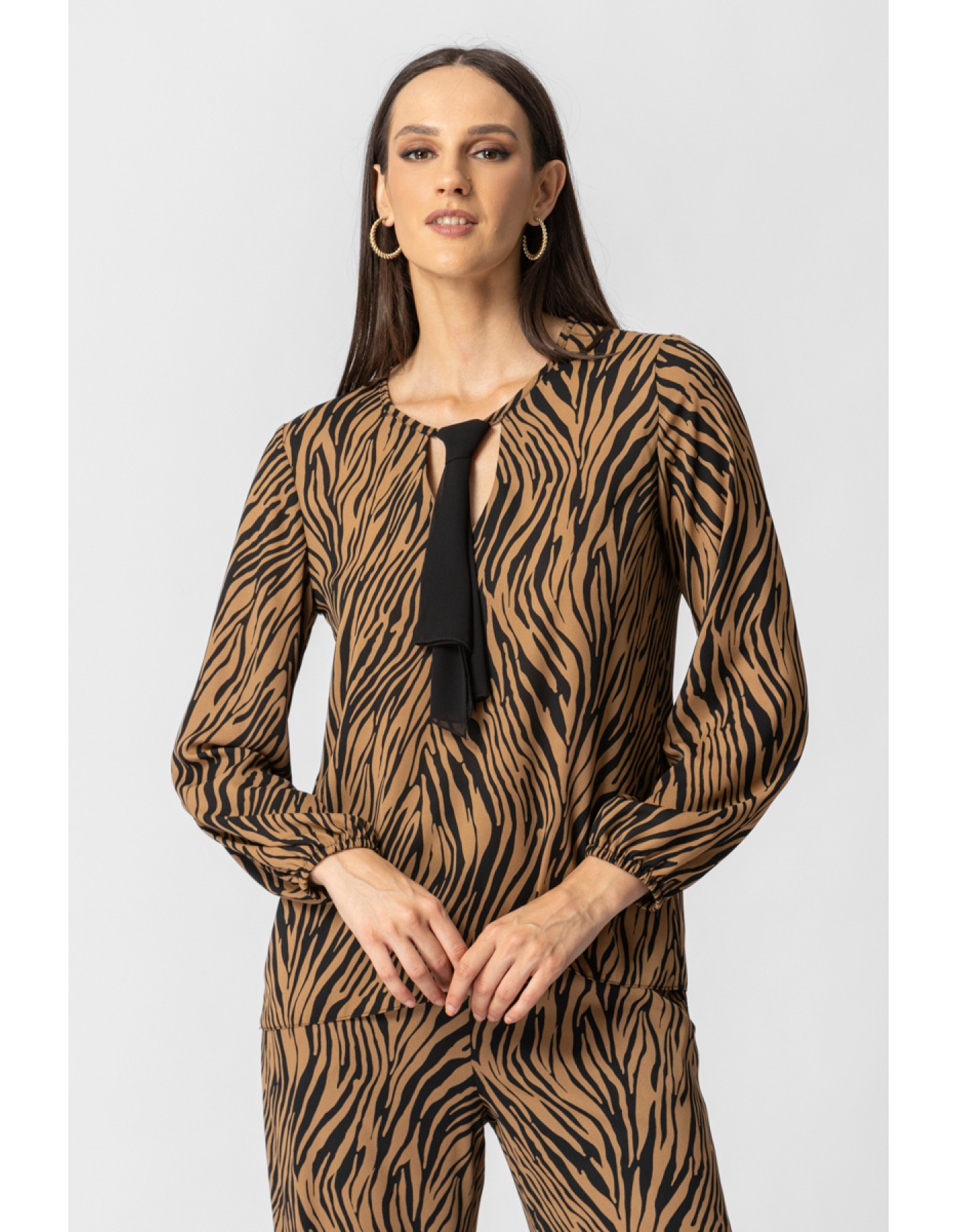 Μπλούζα διαφάνεια ζέβρα φουλάρι Μπλούζα διαφάνεια ζέβρα φουλάρι