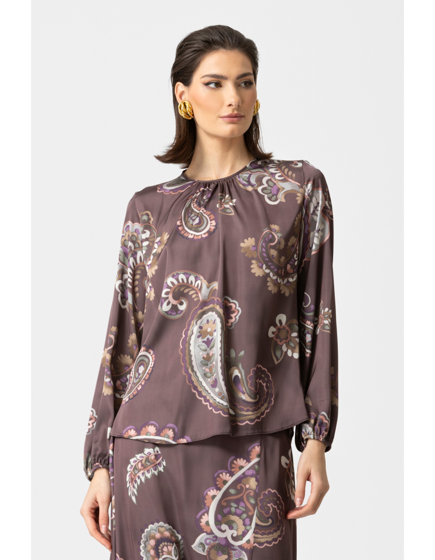 Μπλούζα εμπριμέ σατέν Angelica Μπλούζα εμπριμέ σατέν Angelica