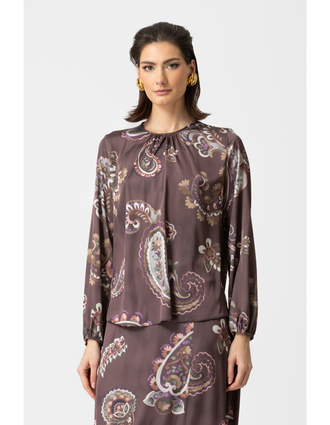 Μπλούζα εμπριμέ σατέν Angelica Μπλούζα εμπριμέ σατέν Angelica