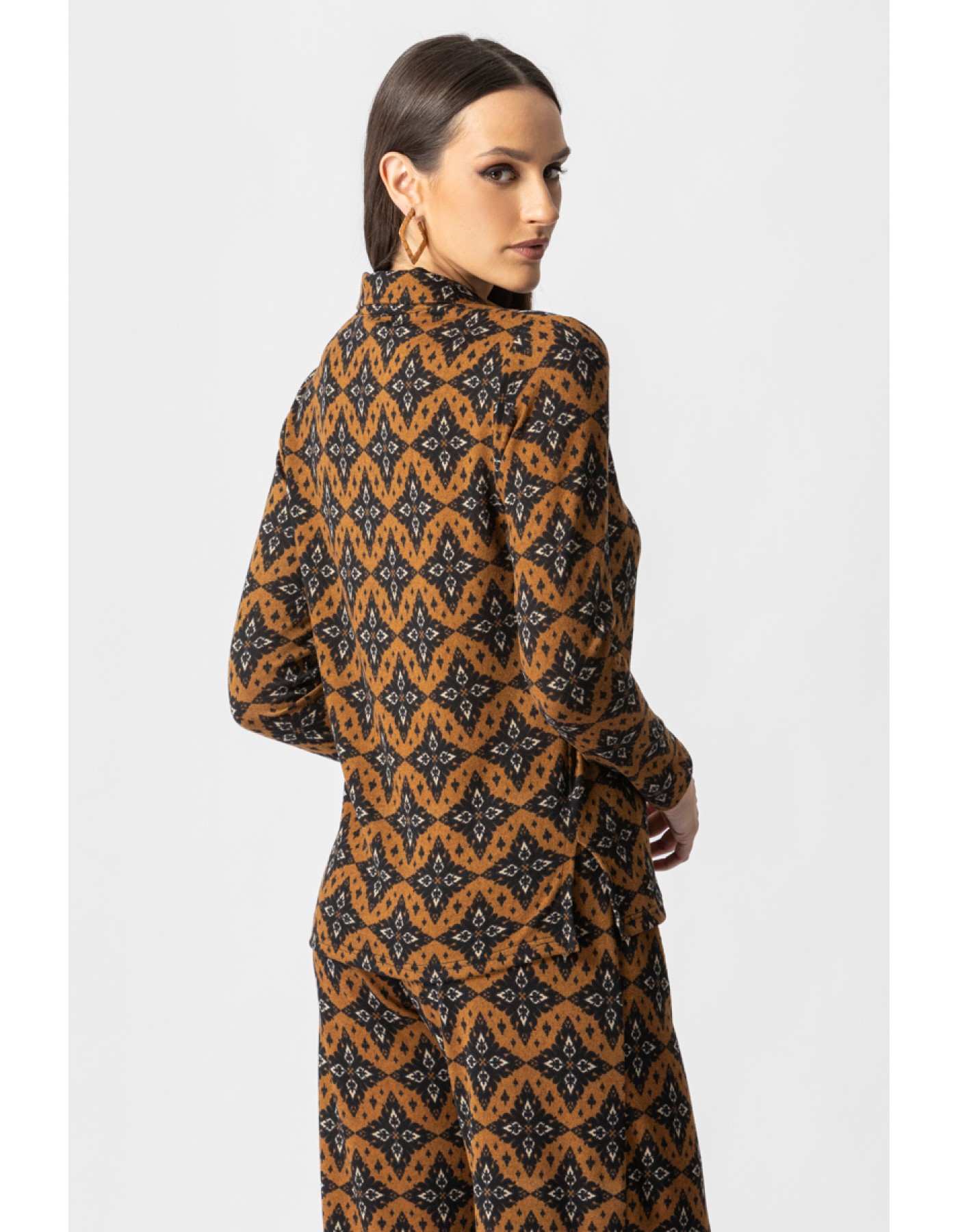 Μπλούζα πλεχτό εμπριμέ γιακάς Dora