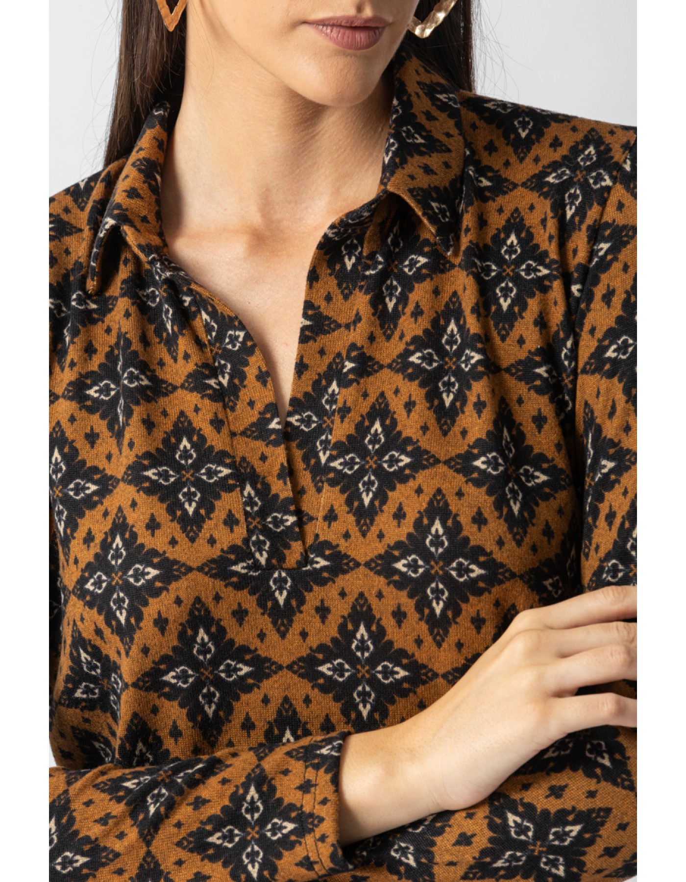 Μπλούζα πλεχτό εμπριμέ γιακάς Dora