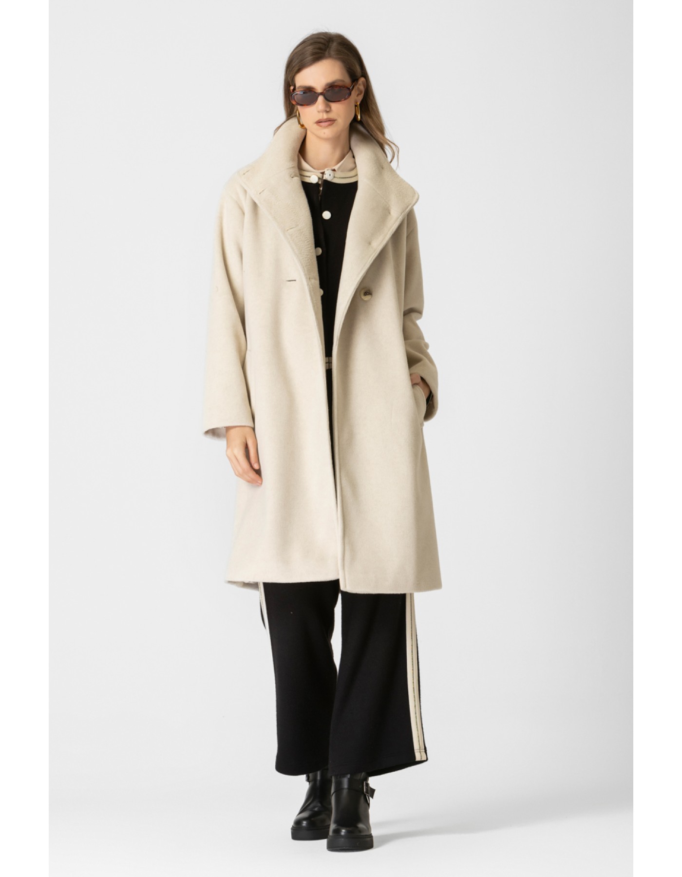 Παλτό σταυροκούμπι χνουδωτό