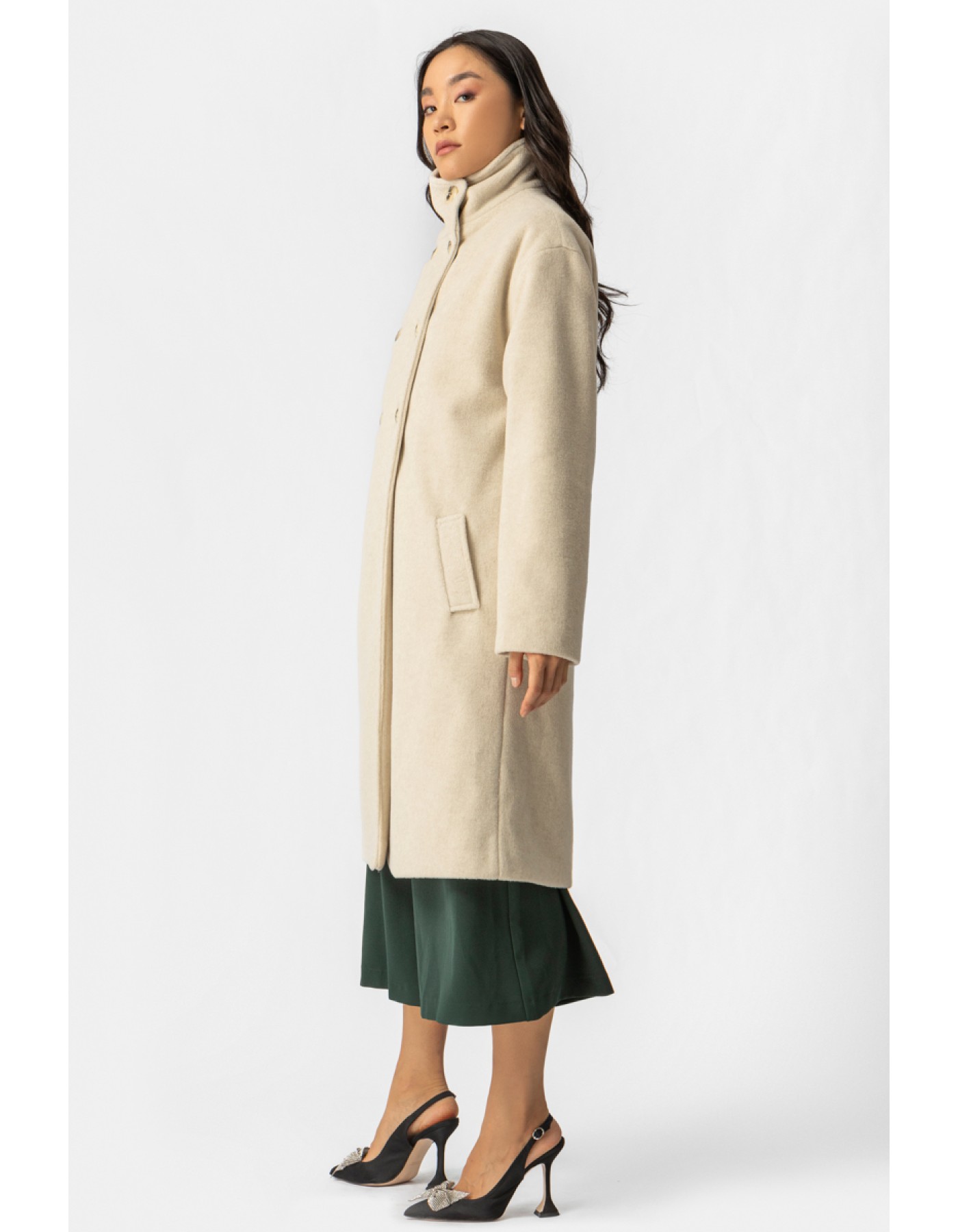 Παλτό σταυροκούμπι χνουδωτό