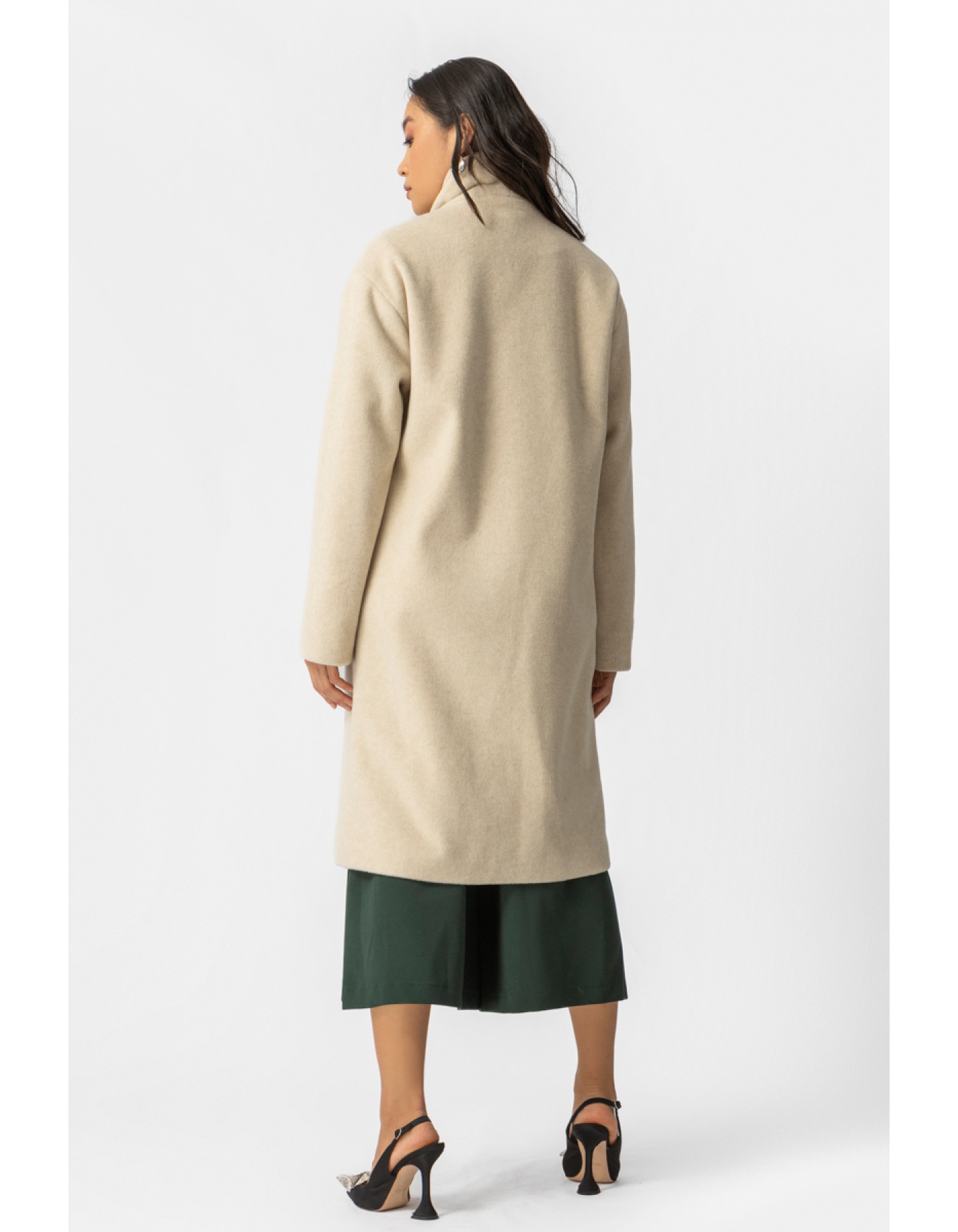 Παλτό σταυροκούμπι χνουδωτό