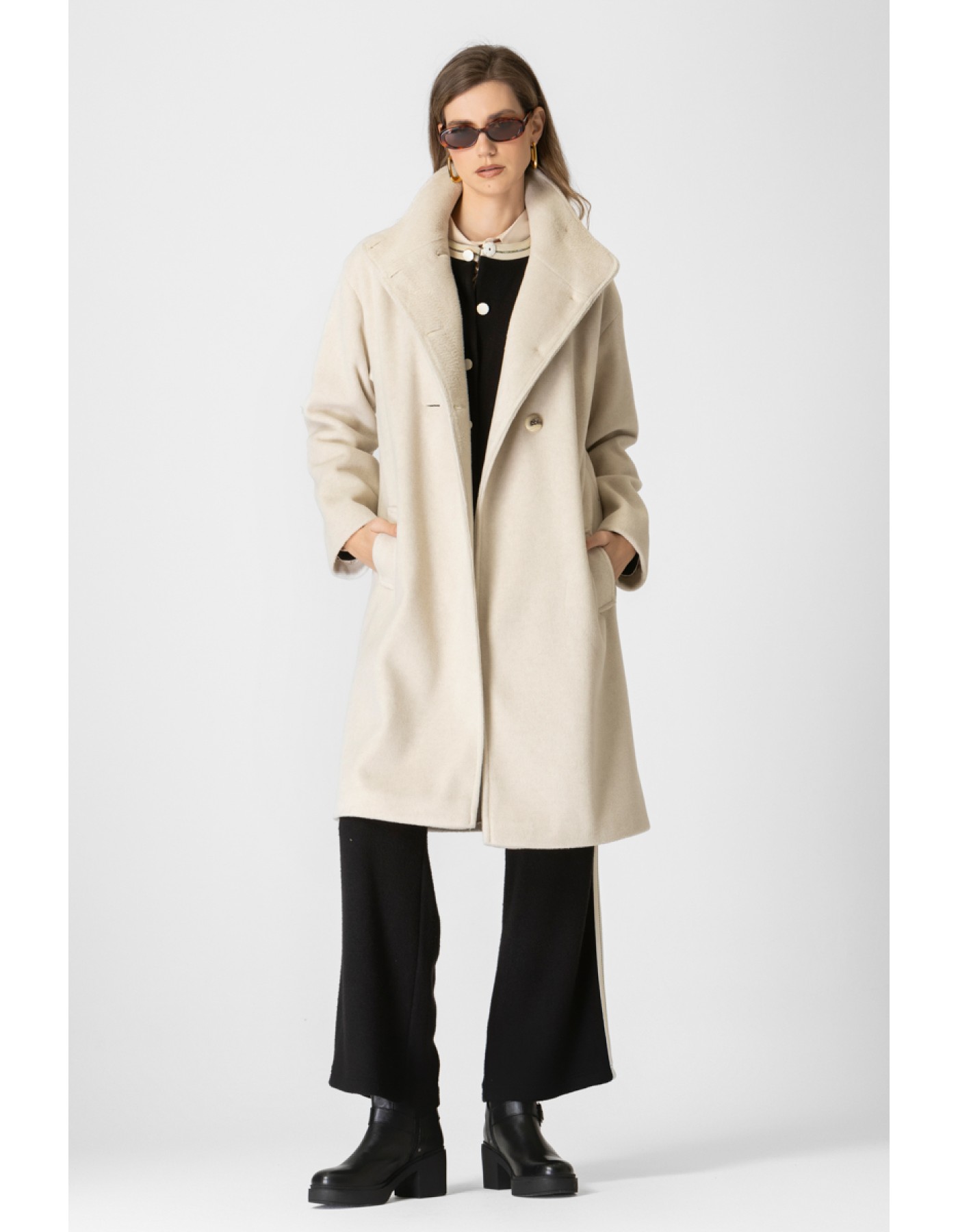 Παλτό σταυροκούμπι χνουδωτό