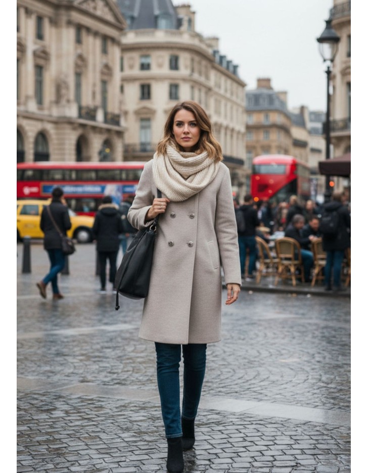 Παλτό σταυροκούμπι χνουδωτό