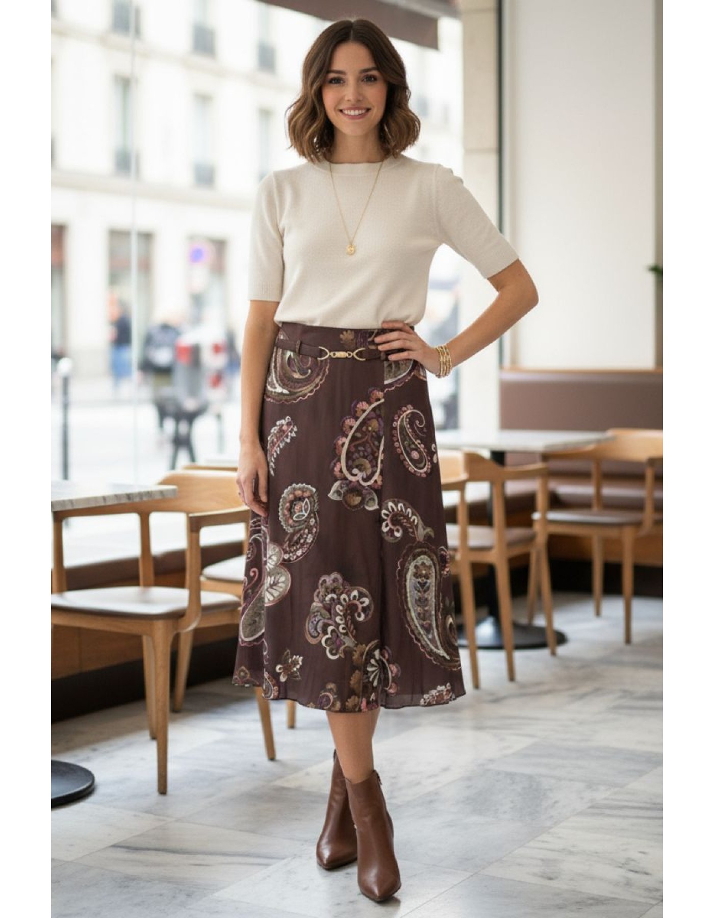 Φούστα σατέν σχίσιμο Angelica Φούστα σατέν σχίσιμο Angelica