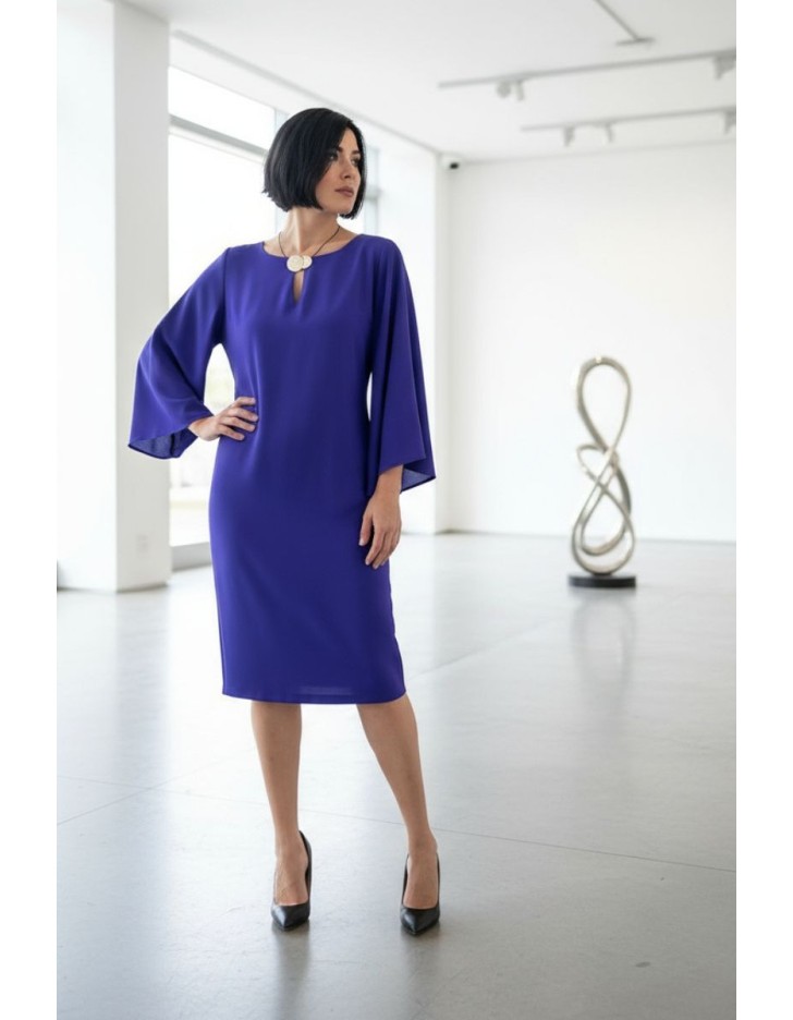Φόρεμα κρεπ χυτό μανίκι