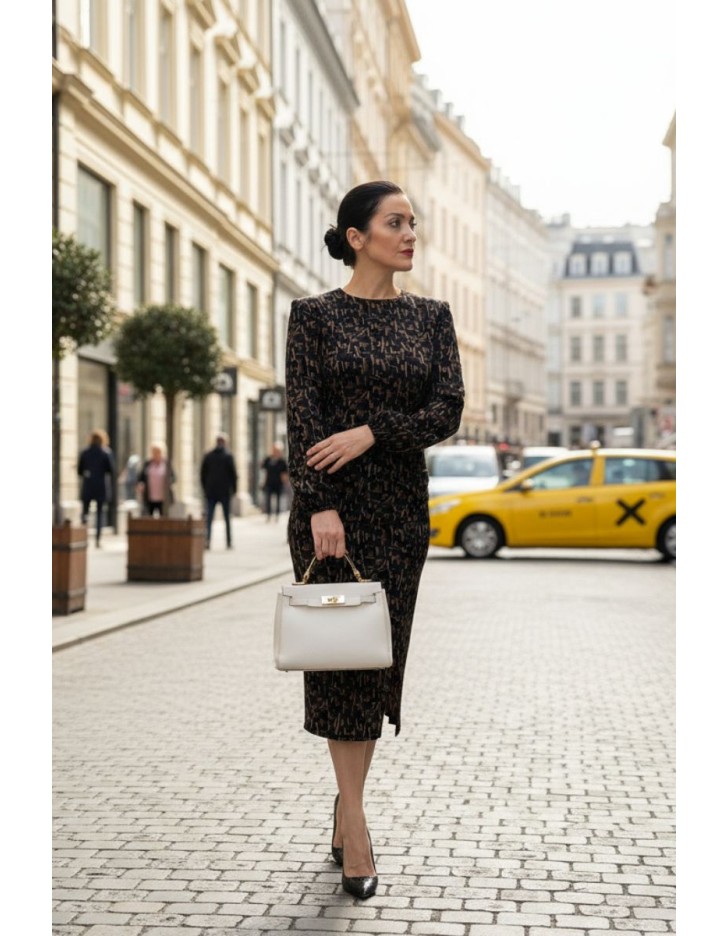 Φόρεμα πλεχτό εμπριμέ Nandia Φόρεμα πλεχτό εμπριμέ Nandia