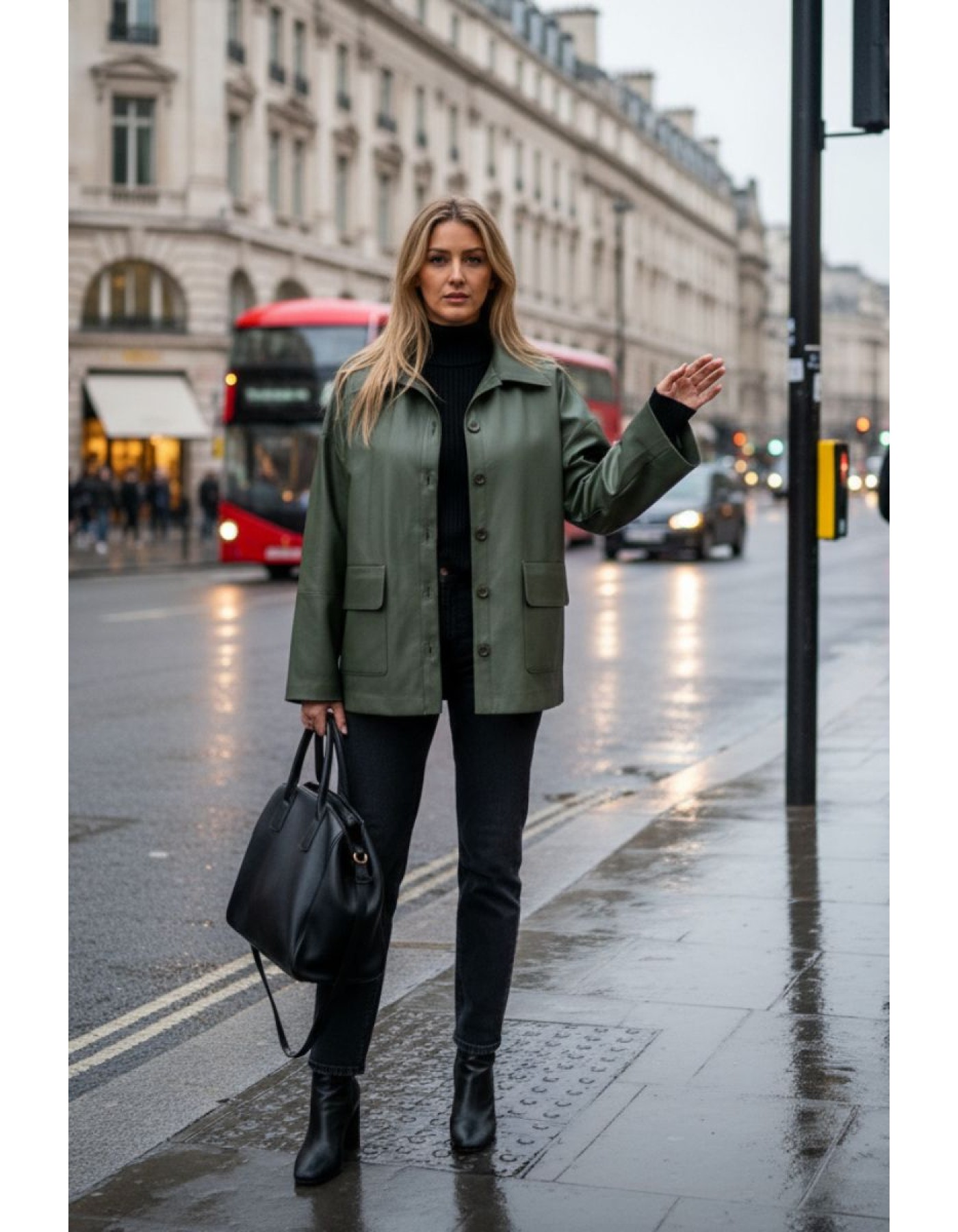 Ζακέτα eco-δερματίνη με τσέπες Ζακέτα eco-δερματίνη με τσέπες