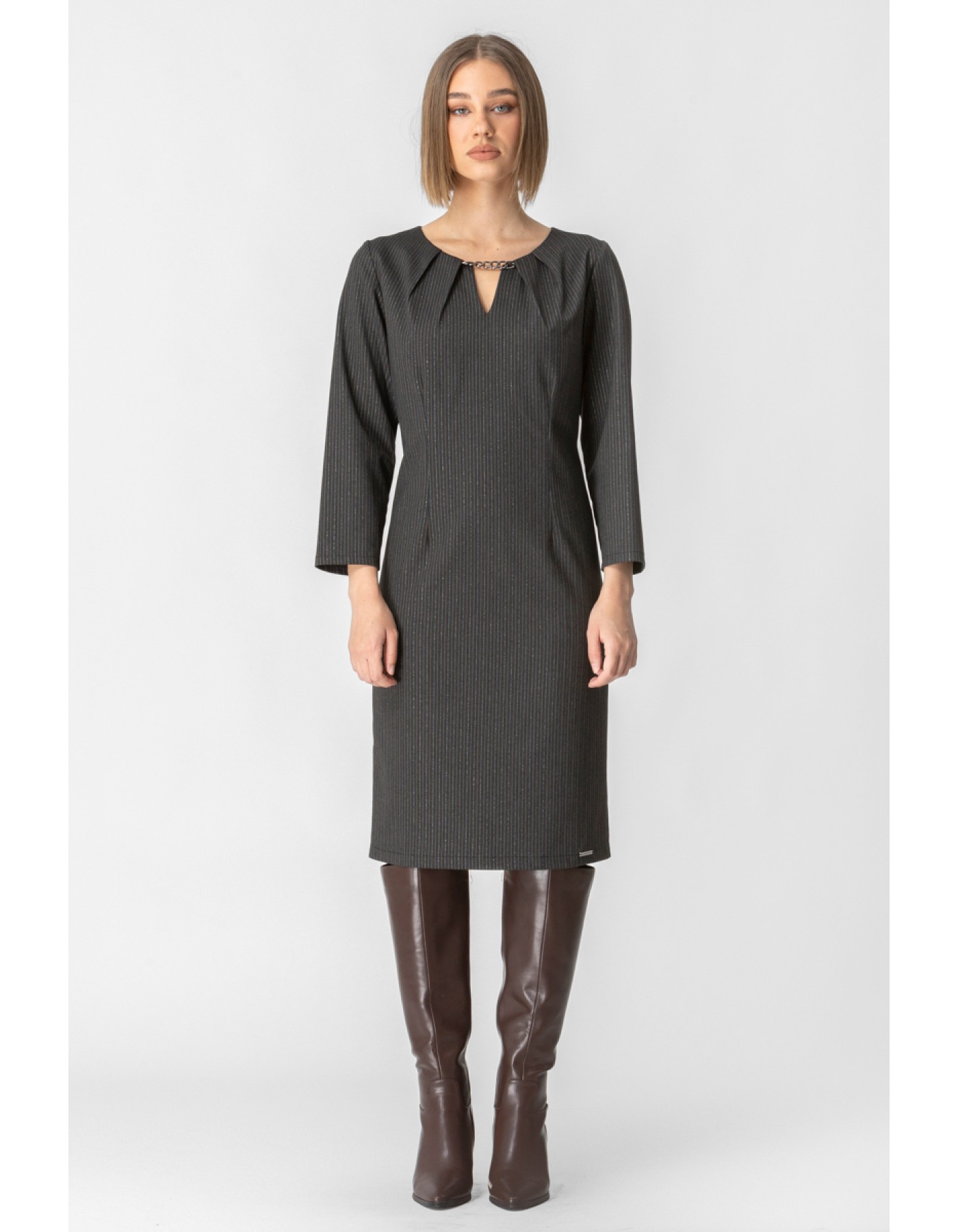 Φόρεμα ριγέ Lurex αλυσίδα