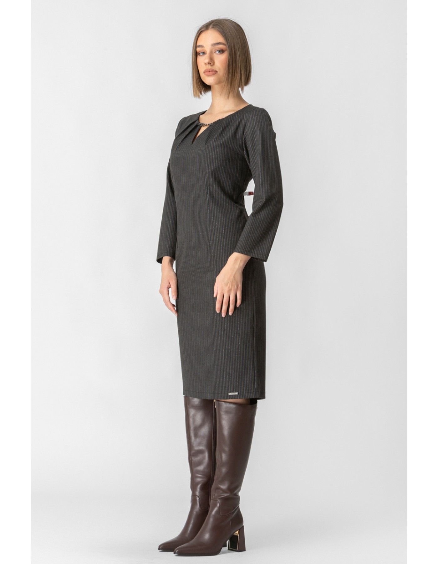Φόρεμα ριγέ Lurex αλυσίδα
