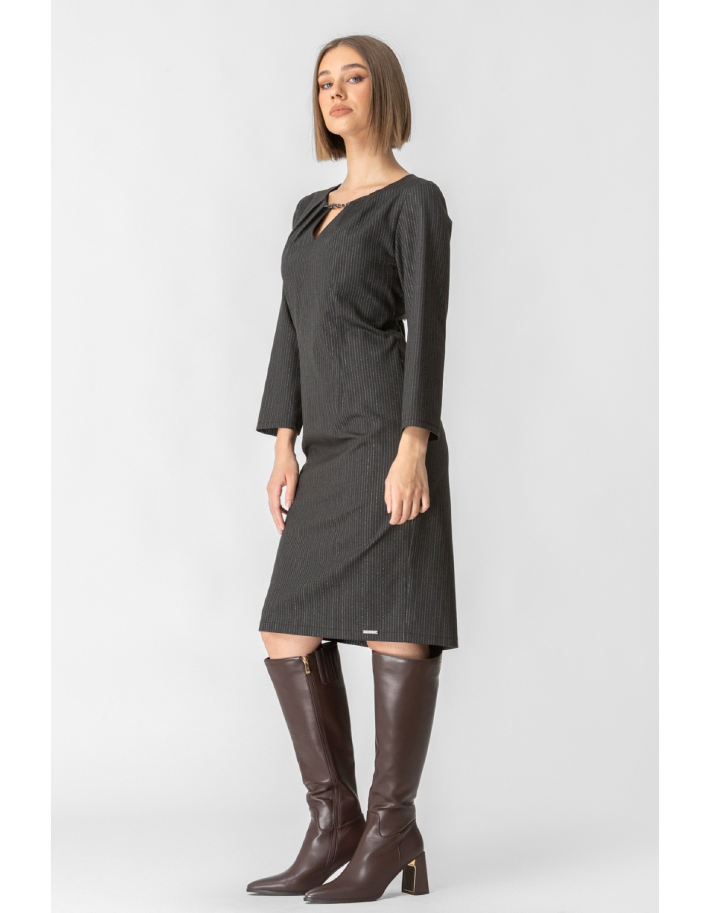 Φόρεμα ριγέ Lurex αλυσίδα