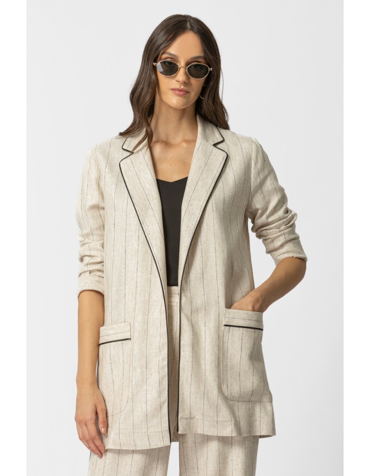 Σακάκι ριγέ λινό ρέλι