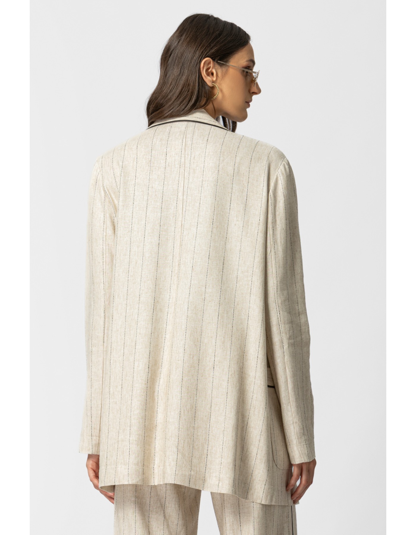 Σακάκι ριγέ λινό ρέλι