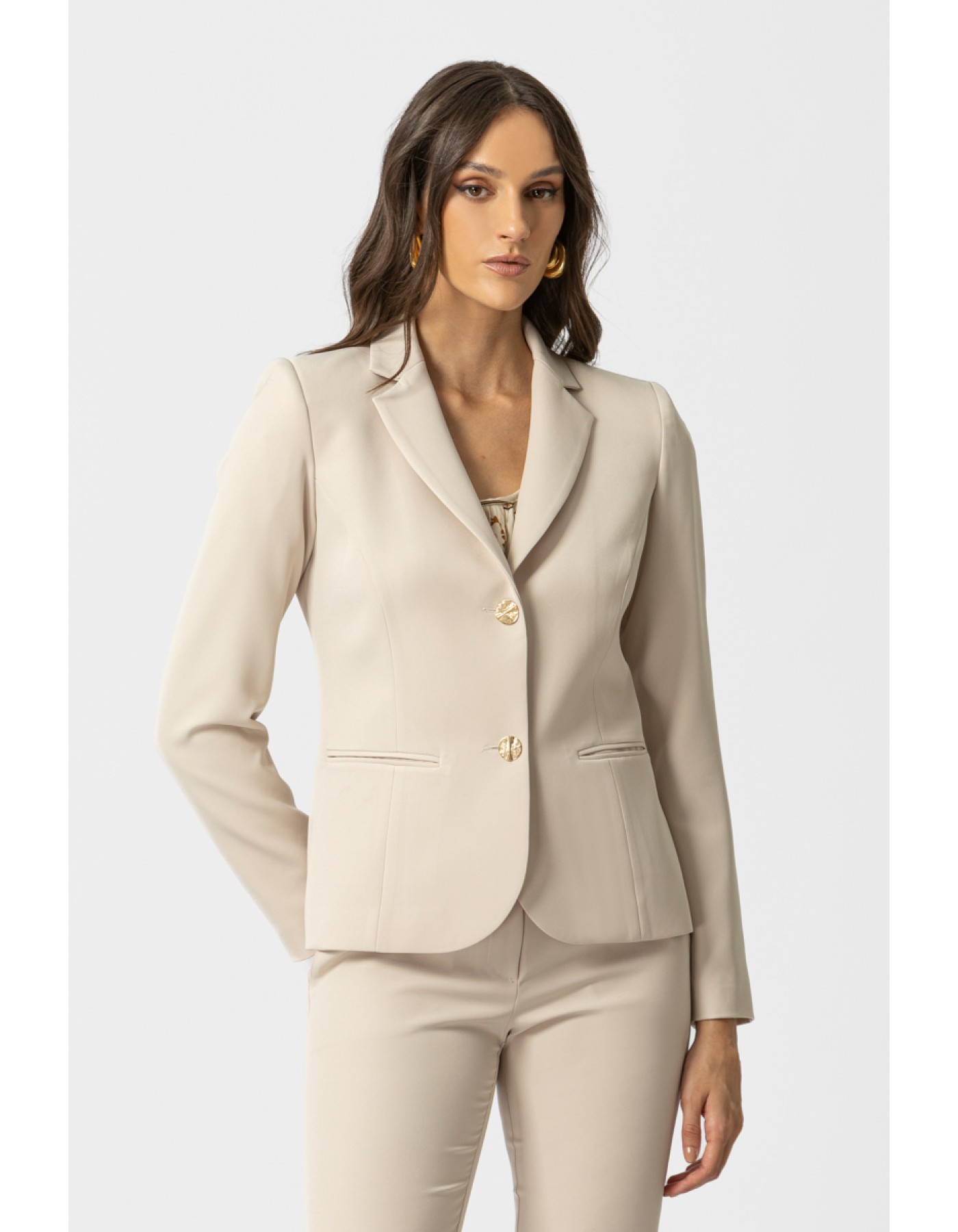 Σακάκι μεσάτο κρεπ_Muffin γιακάς