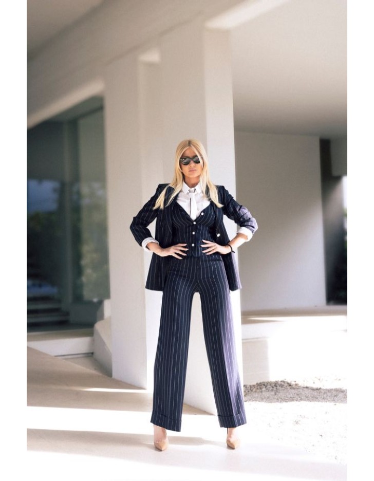 Παντελόνι ριγέ μπλε λάστιχο