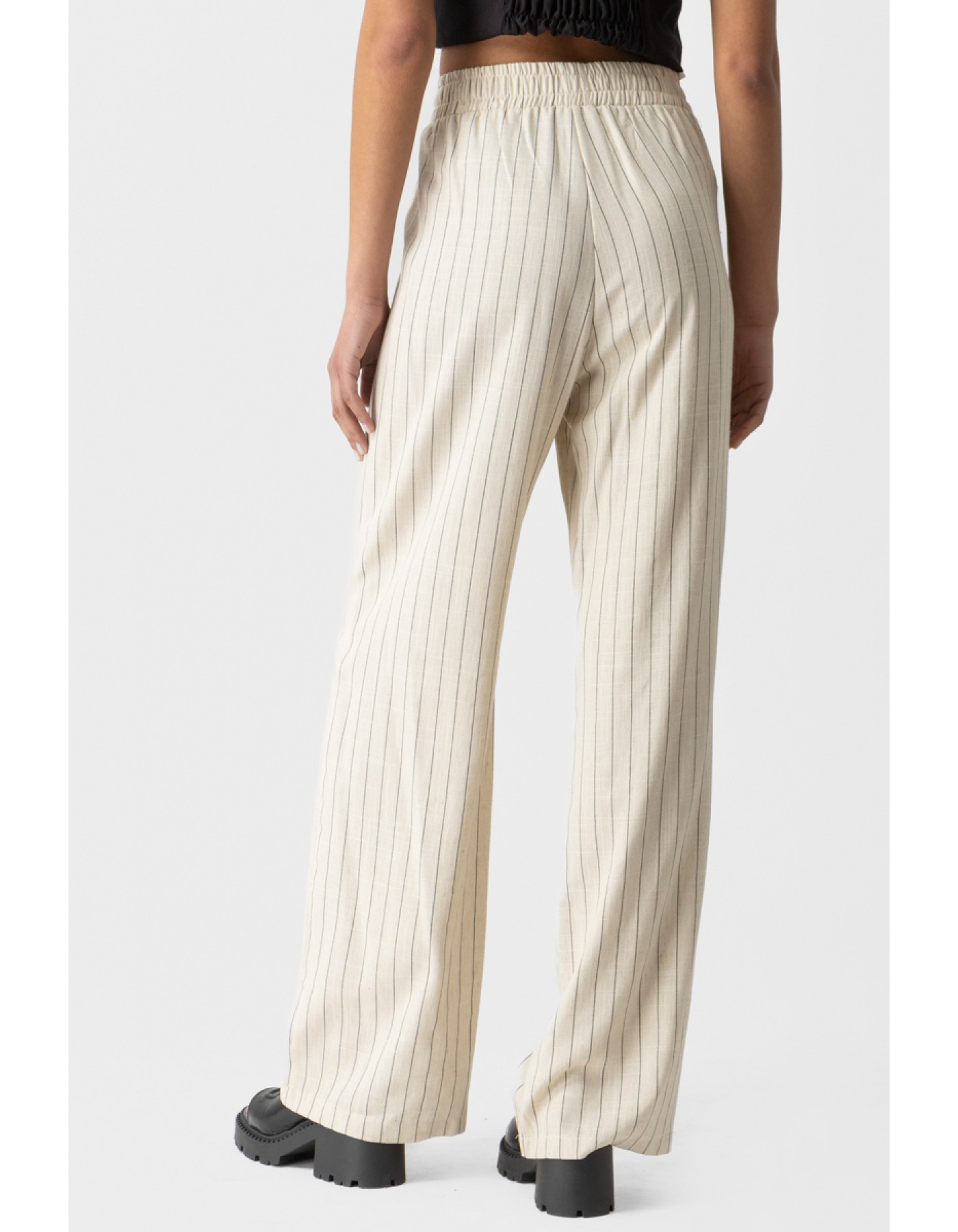 Παντελόνα ριγέ λινή λάστιχο