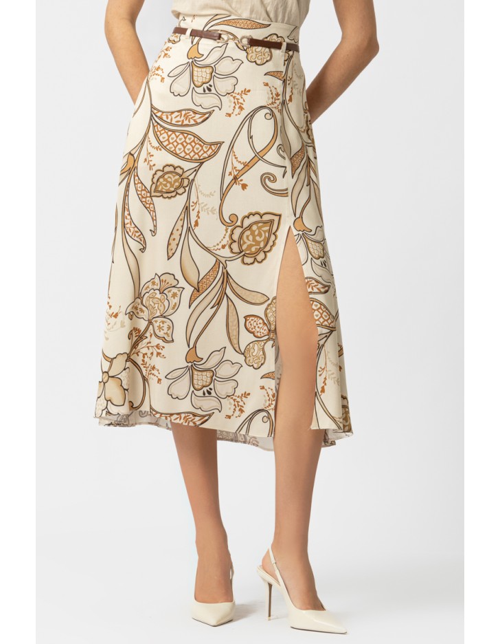 Φούστα εμπριμέ σατέν τόκα