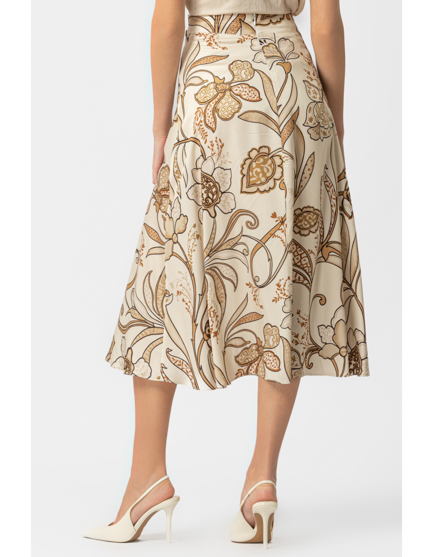 Φούστα εμπριμέ σατέν τόκα